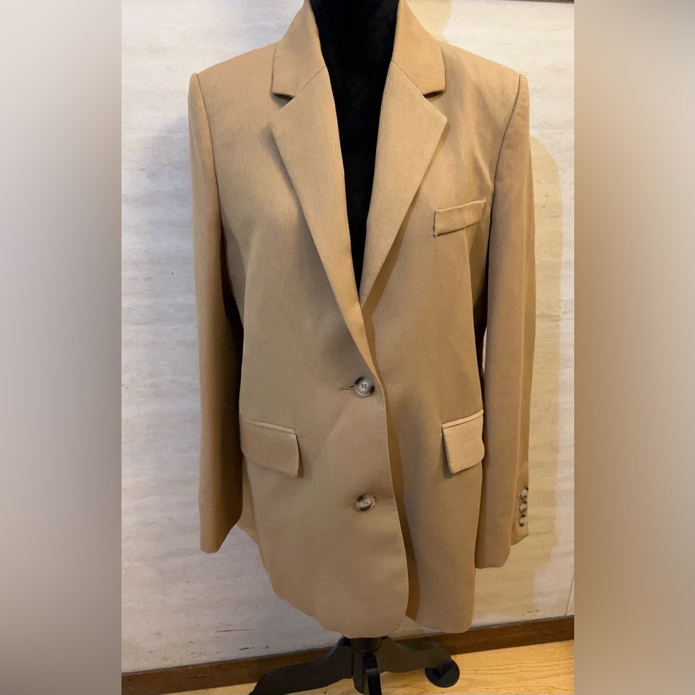 Topshop Tan Satin-Lined Blazer